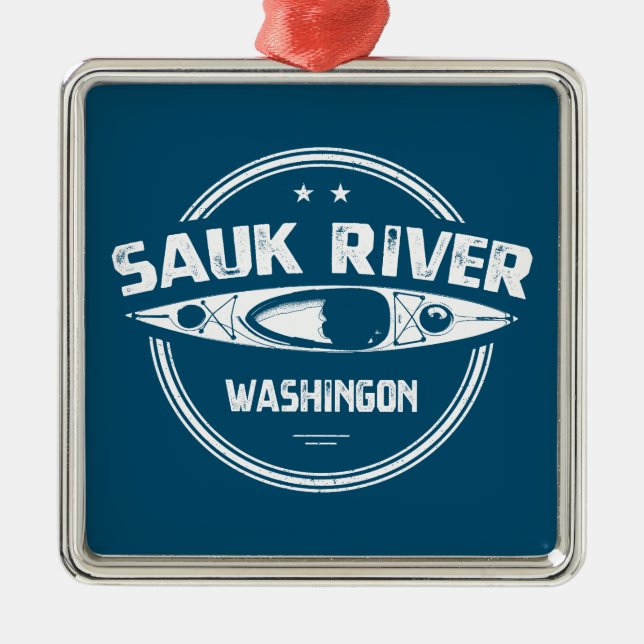 Sauk River Washington Kayaking Ornament Aus Metall (Vorne)