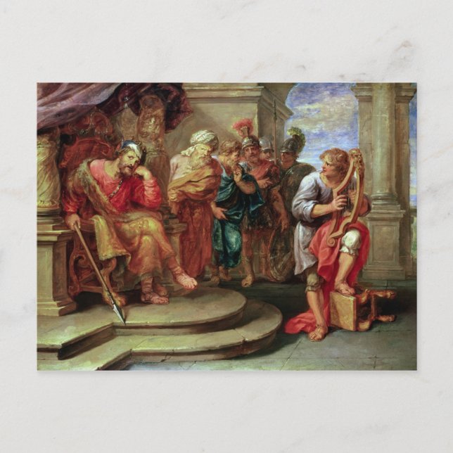 Saul hört David beim Harp zu Postkarte (Vorderseite)