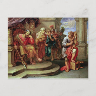 Saul hört David beim Harp zu Postkarte