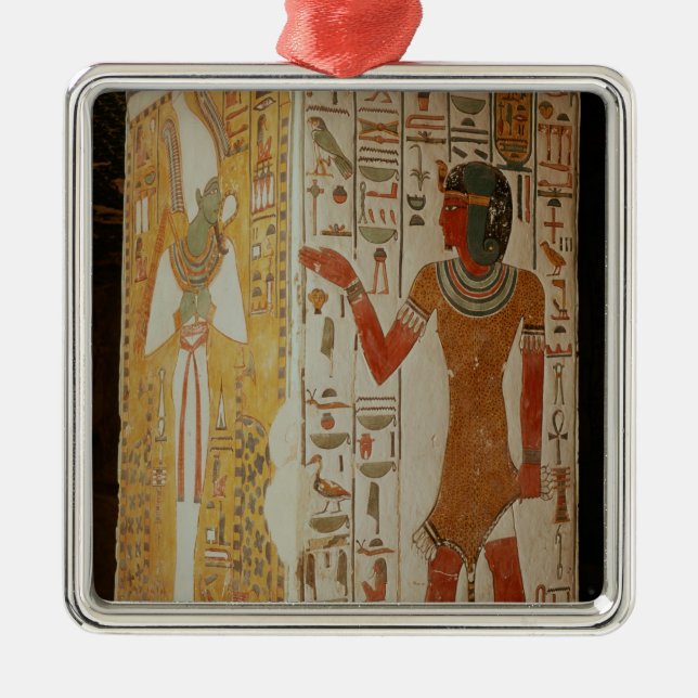 Säule, die Osiris und ein Priestertragen darstellt Ornament Aus Metall (Vorne)