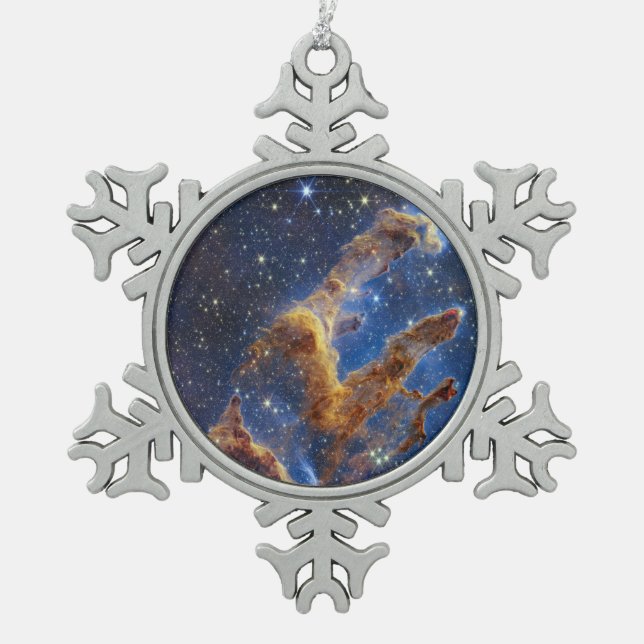 Säulen der Schöpfung sehen aus wie T-Rex Schneeflocken Zinn-Ornament (Vorderseite)