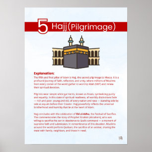Säulen des Islam - Hajj (Pilgerfahrt) Rot Poster