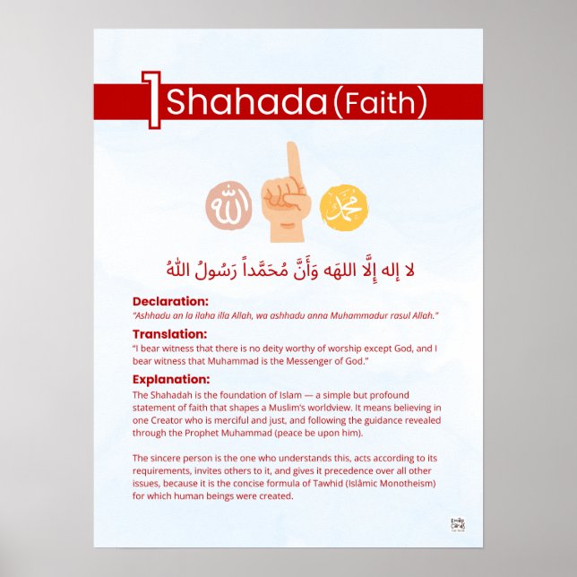 Säulen des Islam - Schahāda (Glaube) Rot Poster (Vorne)