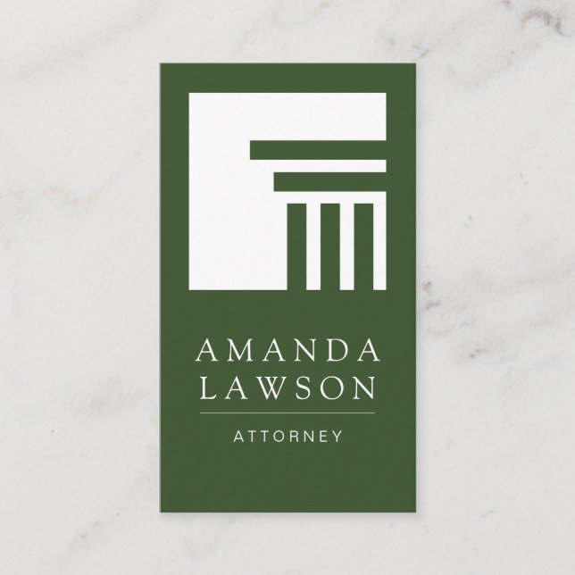 Säulenarchitektur | Elegant Simple Green Visitenkarte (Vorderseite)