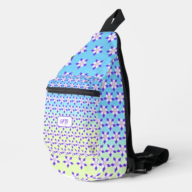 Säulenbeutel Blau und Gelb Crossbody Bag (Rechte Ecke)