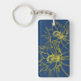 Säulenkaktus-Aloha blauer und gelber Aloha Schlüsselanhänger