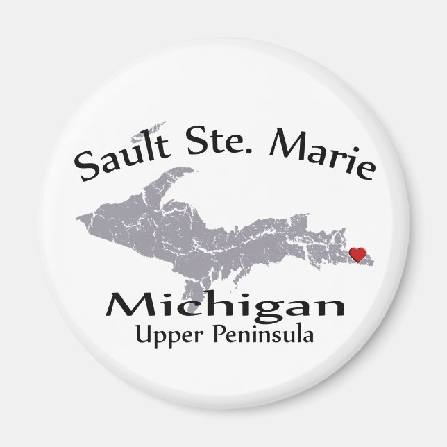 Sault Ste Marie Michigan Herzkarte Design Magnet (Vorne)