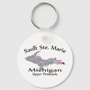 Sault Ste Marie Michigan Herzkarte Design Schlüsse Schlüsselanhänger