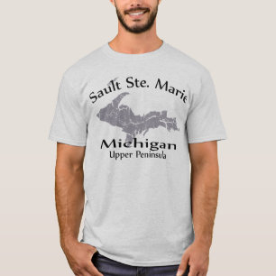 Sault Ste Marie Michigan Map Design T - Shirt