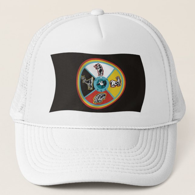 Sault Ste. Marie Tribe Flag Hat Truckerkappe (Vorderseite)