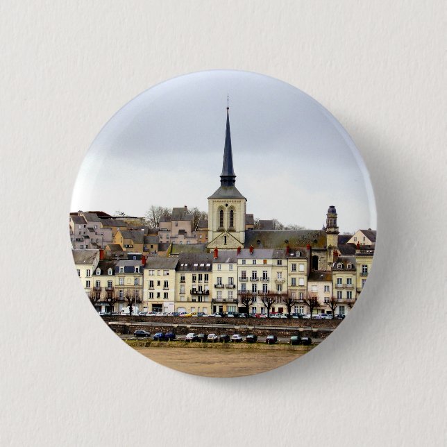 Saumur River Bank Scene Abzeichen Button (Vorderseite)