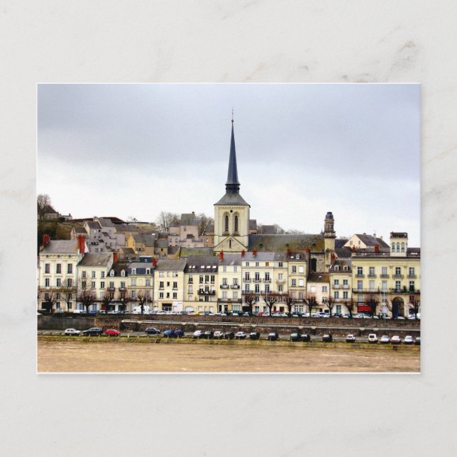 Saumur River Bank Scene Postcard Postkarte (Vorderseite)