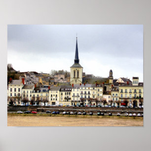 Saumur River Bank Scene Poster