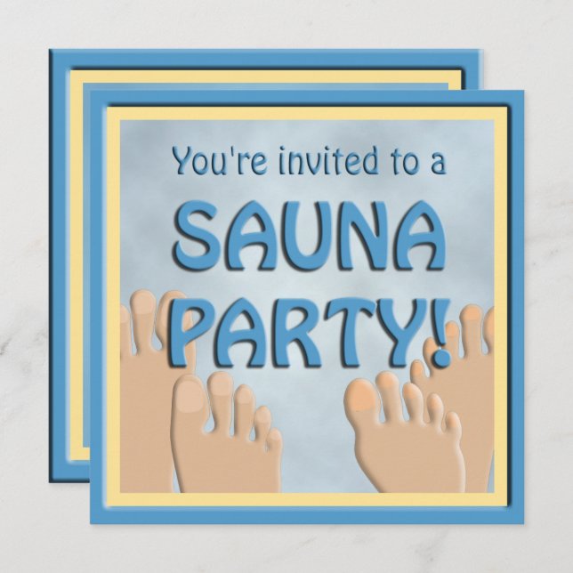 Sauna Party Funny Feet Niedliche Einladung (Vorne/Hinten)