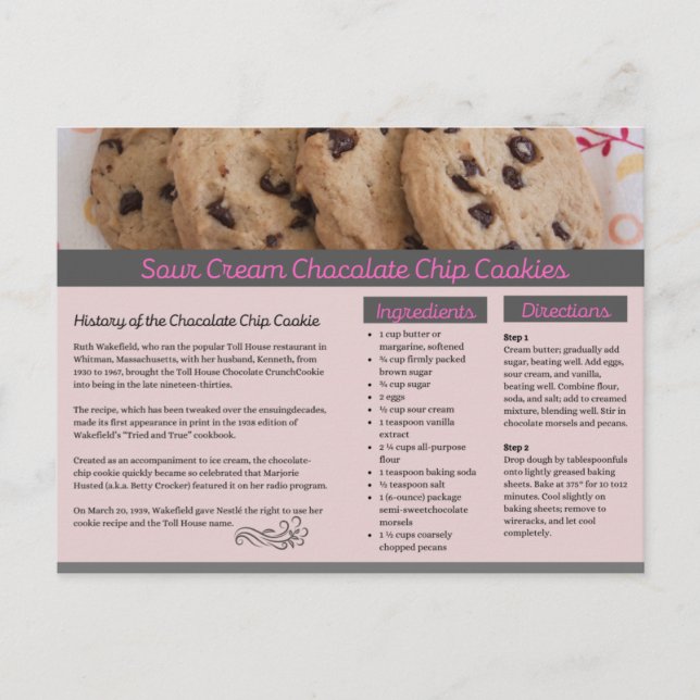 Saure Creme Chocolate Chip Cookies Postkarte (Vorderseite)