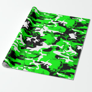 Säure-grüne Tarnung Schwarz-weiße Camouflage Geschenkpapier