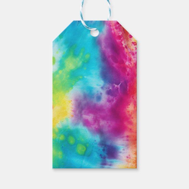 Saure Neon Regenbogen-gefärbte Krawatte Geschenkanhänger (Vorderseite)