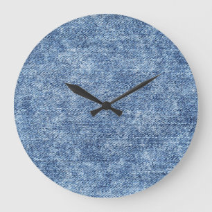 Säure waschen blaue Denim, nah-up Textur. Große Wanduhr