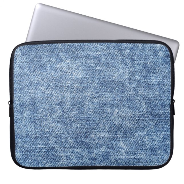 Säure waschen blaue Denim, nah-up Textur. Laptopschutzhülle (Vorderseite)