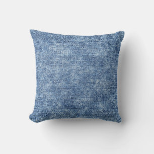 Säuregewaschenes blaues Denim, Nahaufnahme-Textur. Kissen