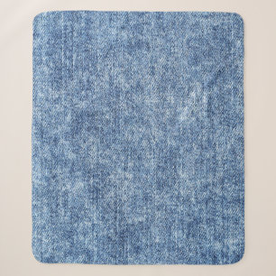 Säuregewaschenes blaues Denim, Nahaufnahme-Textur. Sherpadecke