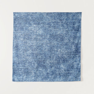 Säuregewaschenes blaues Denim, Nahaufnahme-Textur. Wandteppich