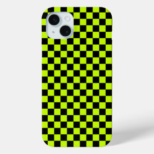Säuregrün-schwarzes Schachbrettmuster Case-Mate iPhone Hülle