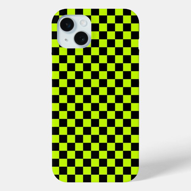 Säuregrün-schwarzes Schachbrettmuster Case-Mate iPhone Hülle (Rückseite)