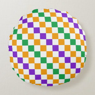 Säuregrün-schwarzes Schachbrettmuster rundes Kisse Kissen