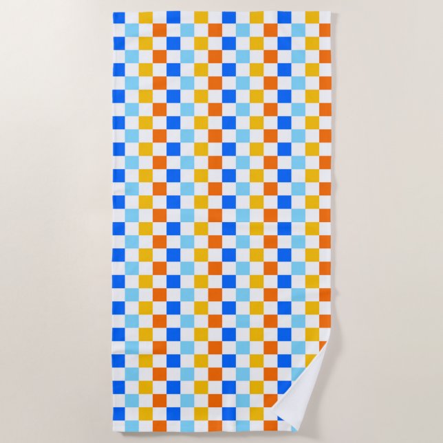 Säuregrün-schwarzes Schachbrettmuster Strandtuch (Vorderseite)