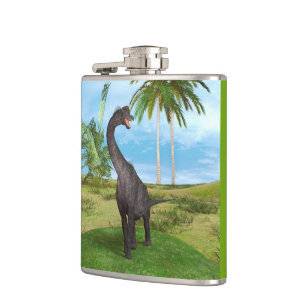 Sauropode-Dinosaurier in einer tropischen prähisto Flachmann
