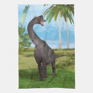 Sauropode-Dinosaurier in einer tropischen prähisto Küchentuch