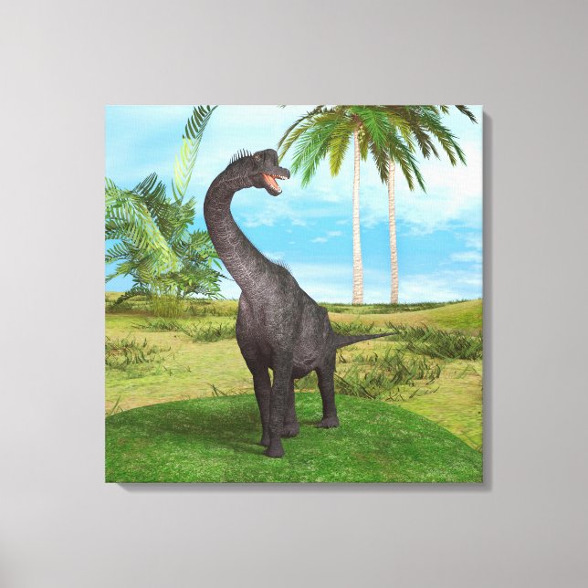 Sauropode-Dinosaurier in einer tropischen prähisto Leinwanddruck (Vorderseite)