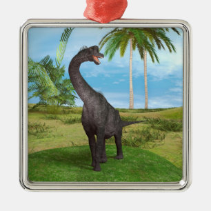 Sauropode-Dinosaurier in einer tropischen prähisto Silbernes Ornament