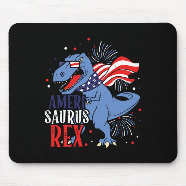 Saurus Rex 4. Juli Dinosaur Unabhängigkeitstag Mousepad (Vorne)