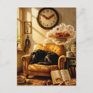 Sausage O’Clock Traumzeit – Surrealer Hundekunst Postkarte