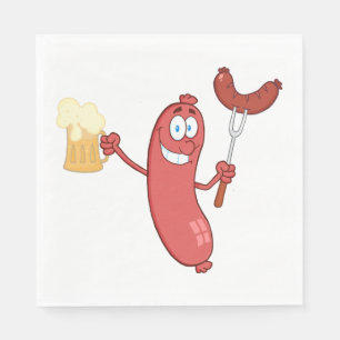 Sausages And Beer Serviette