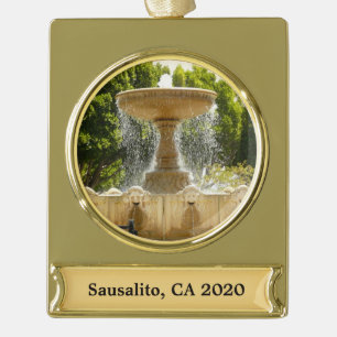 Sausalito Fountain California Travel Fotografy Banner-Ornament Gold