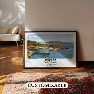 Sausalito Kalifornien Poster, Aquarell, Maßanferti Poster