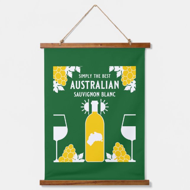Sauvignon Blanc Wein Drinker Wandteppich Mit Holzrahmen (Vorderseite)