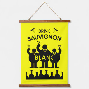 Sauvignon Blanc-Weintrinker   Wandteppich Mit Holzrahmen