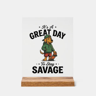 Savage Dog Vintage Gravur T-Shirt Design_1 Acrylschild