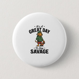 Savage Dog Vintage Gravur T-Shirt Design_1 Button