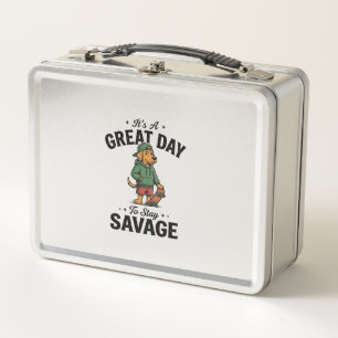Savage Dog Vintage Gravur T-Shirt Design_1 Metall Brotdose