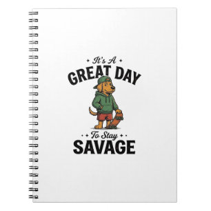 Savage Dog Vintage Gravur T-Shirt Design_1 Notizblock
