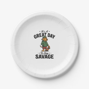 Savage Dog Vintage Gravur T-Shirt Design_1 Pappteller