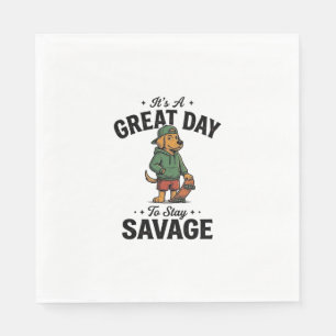 Savage Dog Vintage Gravur T-Shirt Design_1 Serviette