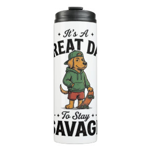 Savage Dog Vintage Gravur T-Shirt Design_1 Thermosbecher
