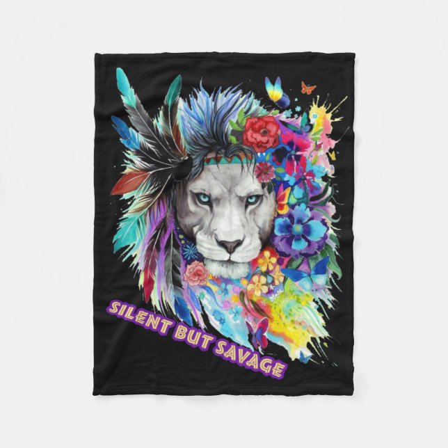 Savage Lion Sticker  Fleecedecke (Vorderseite)