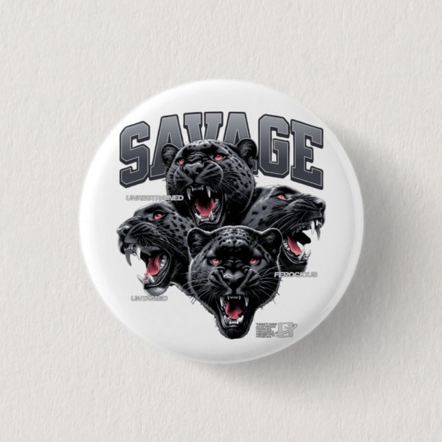 Savage Panther Trio Ästhetischer Pin - Wilder Dsch Button (Vorderseite)